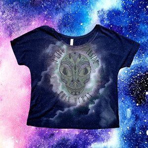 Reptilian Alien Sugar Skull Graphic Tee